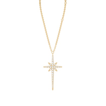 Micro Prong Setting Diamond Cross Necklace