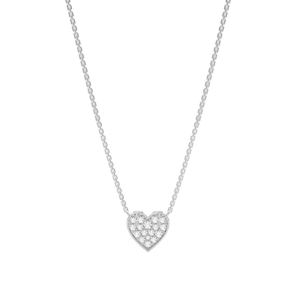 Micro Prong Setting Diamond Heart Necklace