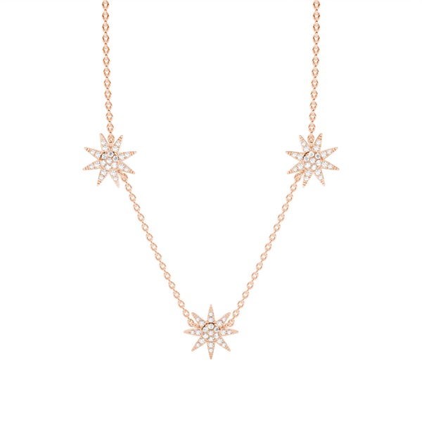 Micro Prong Setting Round Diamond Cluster Necklace