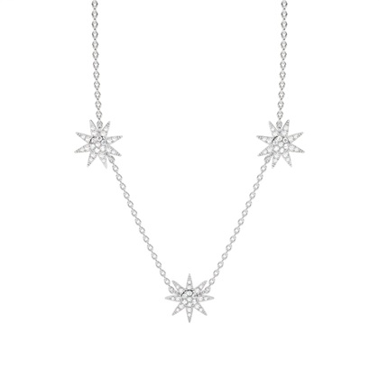 Micro Prong Setting Round Diamond Cluster Necklace