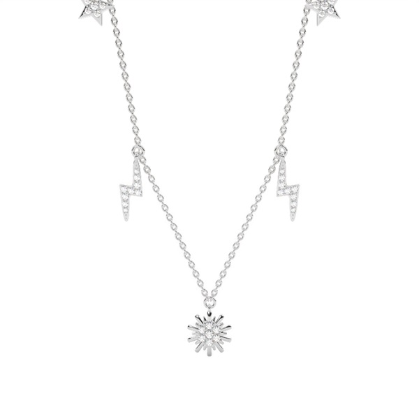 Plate Prong Setting Round Diamond Designer Necklace