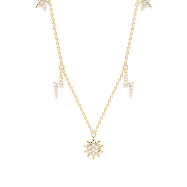 Plate Prong Setting Round Diamond Designer Necklace