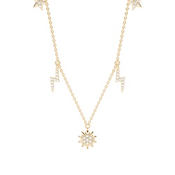 Platte Zinken Einstellung Runde Diamant Designer Halskette