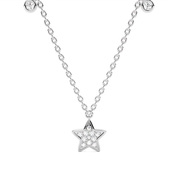 Plate Prong Setting Round Diamond Designer Necklace