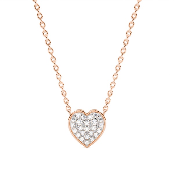 Pave Setting Round Diamond Heart Necklace