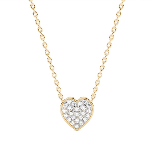 Pave Setting Round Diamond Heart Necklace