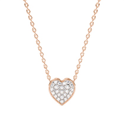 Pave Setting Round Diamond Heart Necklace