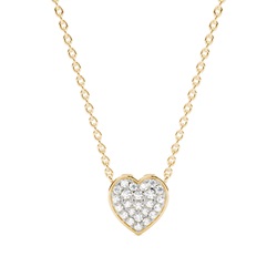 Pave Setting Round Diamond Heart Necklace