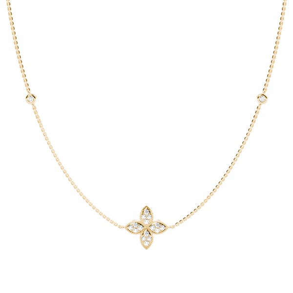 Shared Prong Setting Round Diamond Delicate Necklace