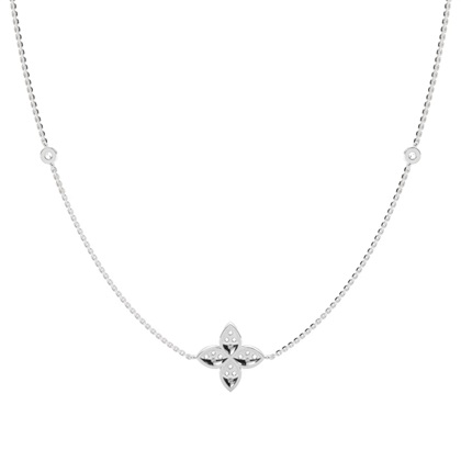 Shared Prong Setting Round Diamond Delicate Necklace