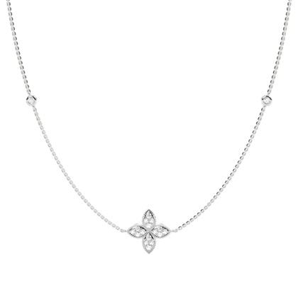 Shared Prong Setting Round Diamond Delicate Necklace