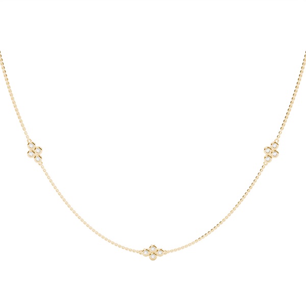 Bezel Setting Round Diamond Delicate Necklace