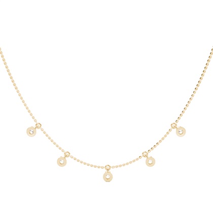 Lünette Einstellung Runde Diamant Zarte Halskette