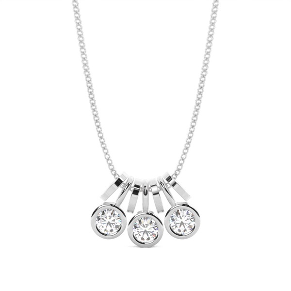 Full Bezel Setting Round Diamond Fine Necklace