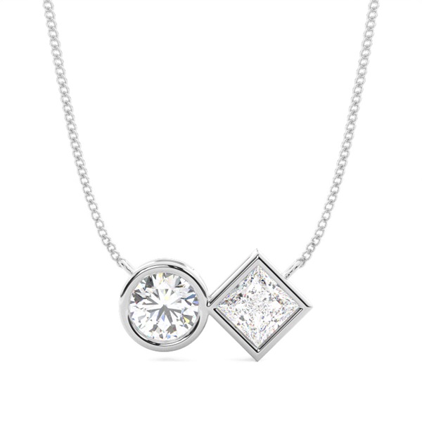 Full Bezel Setting Round Diamond Fine Necklace