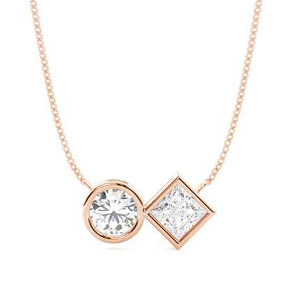 Full Bezel Setting Round Diamond Fine Necklace