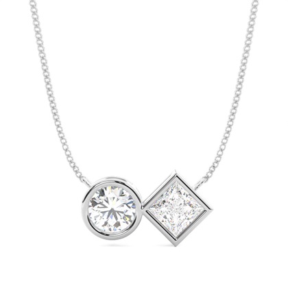 Full Bezel Setting Round Diamond Fine Necklace