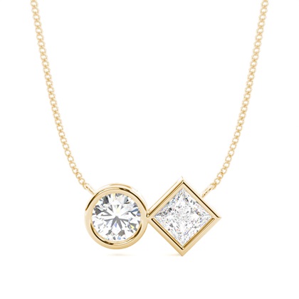 Full Bezel Setting Round Diamond Fine Necklace