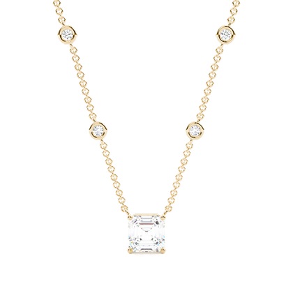 Asscher Yellow Gold Diamond Necklaces and Diamond Pendants