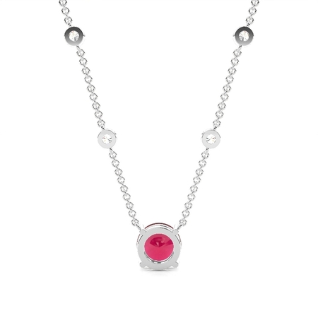 Rubin Solitär Anhänger mit Diamant Kette