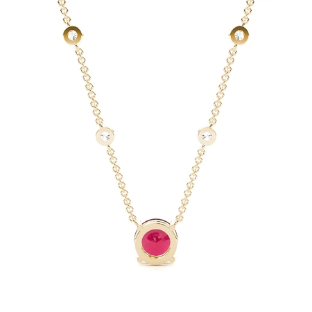 Rubin Solitär Anhänger mit Diamant Kette