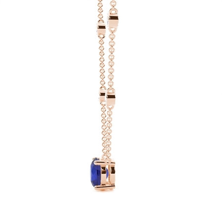 Blauer Saphir Solitär Anhänger mit Diamant Kette