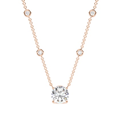 Solitaire Pendant with Diamond Chain