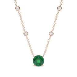 Emerald Solitaire Pendant with Diamond Chain