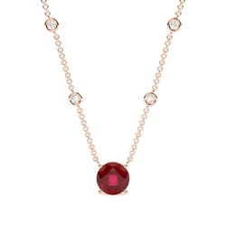 Ruby Solitaire Pendant with Diamond Chain