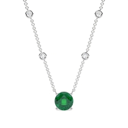 Smaragd Saphir Solitär Anhänger mit Diamant Kette