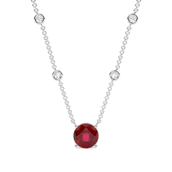 Rubin Solitär Anhänger mit Diamant Kette