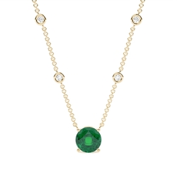Emerald Solitaire Pendant with Diamond Chain