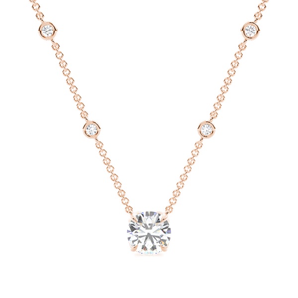 Floral look Solitaire Pendant with Diamond Chain