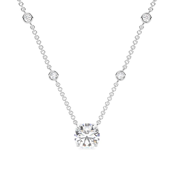 Floral look Solitaire Pendant with Diamond Chain