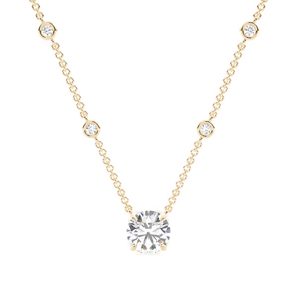 Floral look Solitaire Pendant with Diamond Chain