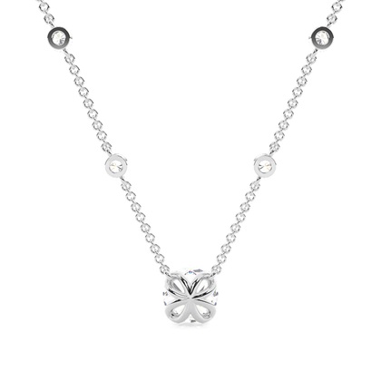 Floral look Solitaire Pendant with Diamond Chain