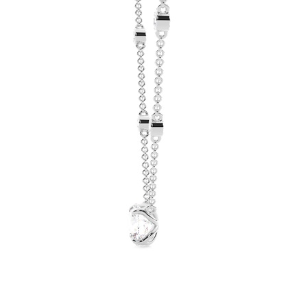 Solitär-Anhänger im Floralen-Look mit Diamantkette