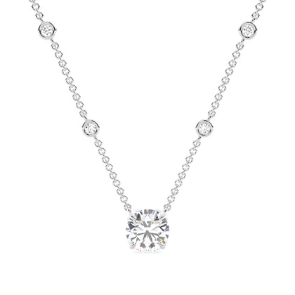 Floral look Solitaire Pendant with Diamond Chain
