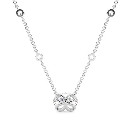 Solitär-Anhänger im Floralen-Look mit Diamantkette