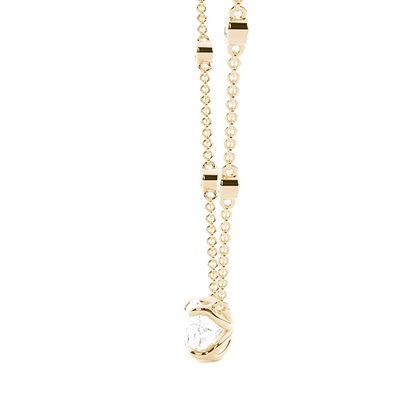 Solitär-Anhänger im Floralen-Look mit Diamantkette