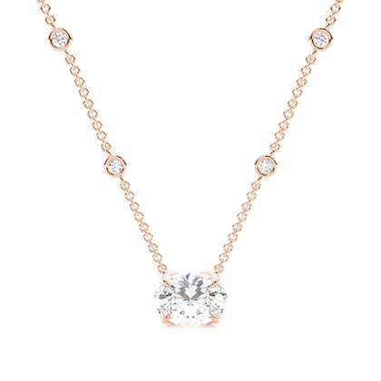 Floral look Solitaire Pendant with Diamond Chain