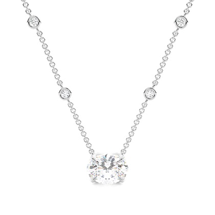 Floral look Solitaire Pendant with Diamond Chain