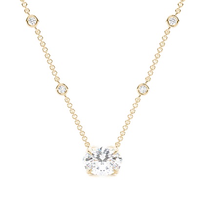 Floral look Solitaire Pendant with Diamond Chain