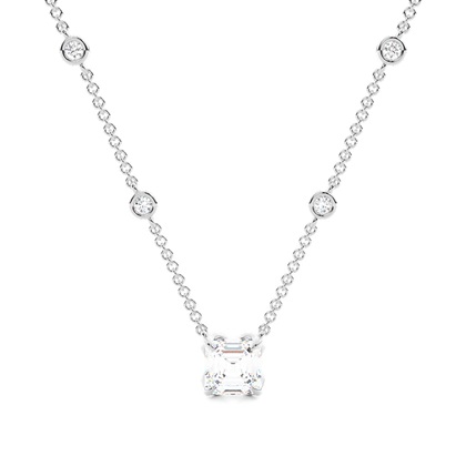 Floral look Solitaire Pendant with Diamond Chain