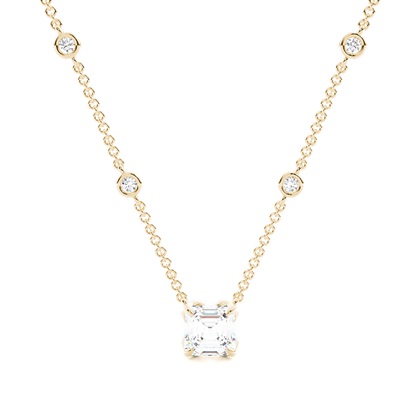 Asscher Yellow Gold Diamond Necklaces and Diamond Pendants
