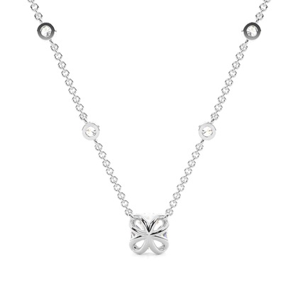 Solitär-Anhänger im Floralen-Look mit Diamantkette