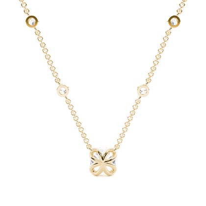 Solitär-Anhänger im Floralen-Look mit Diamantkette