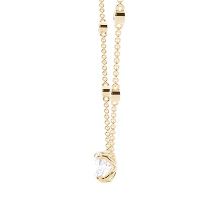 Solitär-Anhänger im Floralen-Look mit Diamantkette