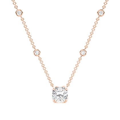 Floral look Solitaire Pendant with Diamond Chain