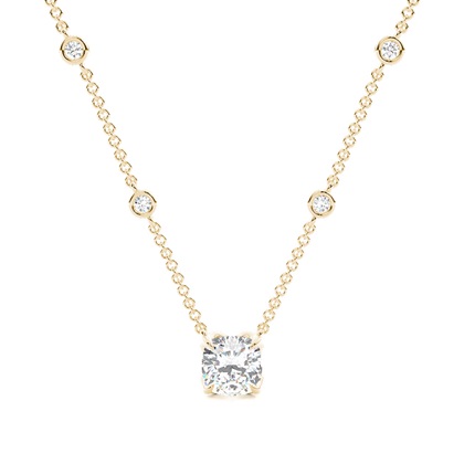 Floral look Solitaire Pendant with Diamond Chain